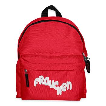 Frauchen Silbern Kurvig Schriftdesign - Kinder Rucksack - Rot - Vorne