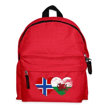 Norway Wales flag heart used - Kids' Backpack - red - Front