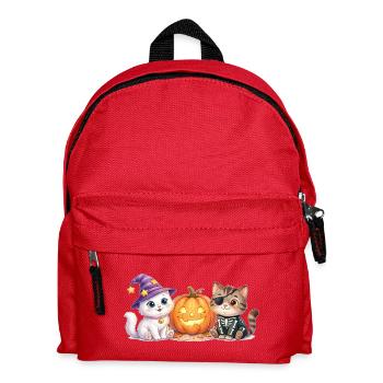 Süße Halloween Katzen mit Kürbis – Smilla & Fiete - Kinder Rucksack - Rot - Vorne