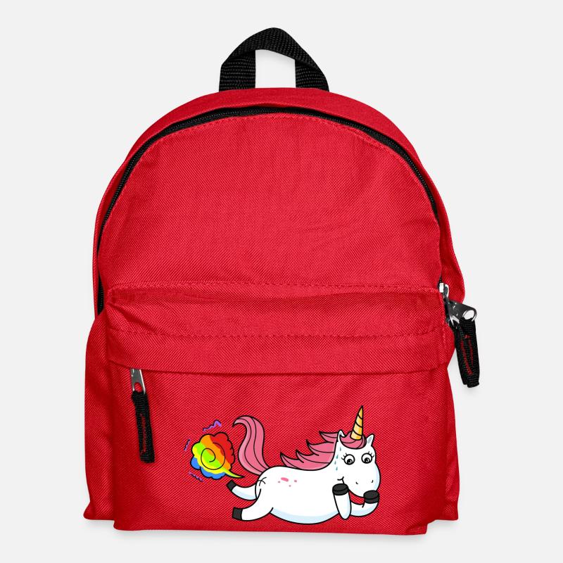 Farting unicorn rainbow - Kids' Backpack - red