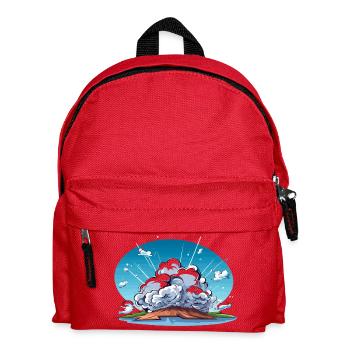 Comic Explosion im Landschaftspanorama - Kinder Rucksack - Rot - Vorne