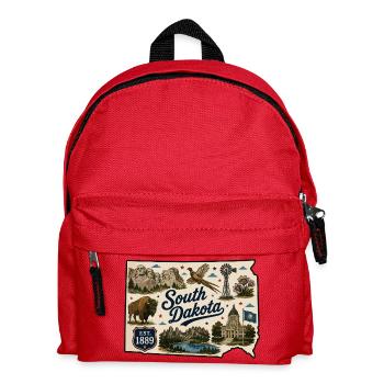 South Dakota Mount Rushmore Vintage Sticker - Kids' Backpack - red - Front