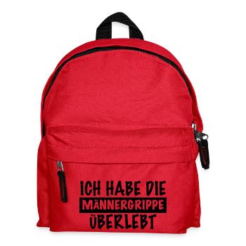 lustiger Spruch MÄNNERGRIPPE ÜBERLEBT kranker Mann - Kinder Rucksack - Rot - Vorne