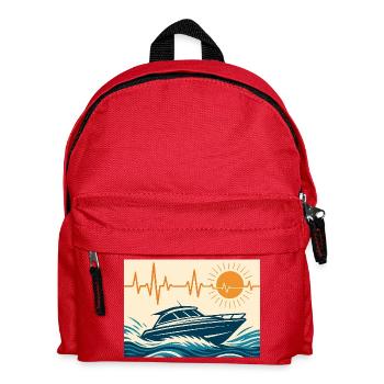 Coucher de soleil maritime en bateau à moteur - Sac à dos Enfant - rouge - Devant