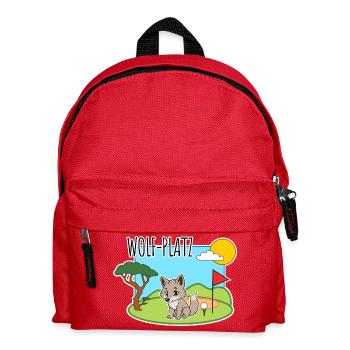 Wolf-Platz - Ein Wolf auf dem Golfplatz - Kinder Rucksack - Rot - Vorne
