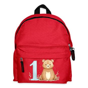Watercolor Bear with Number 1 - Kids' Backpack - red - Front