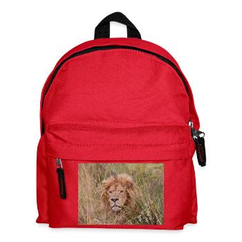 Majestic lion in tall grass - Kids' Backpack - red - Front