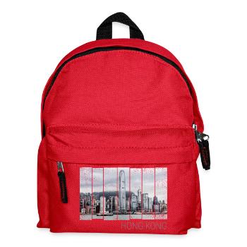 Hong Kong Island Skyline Vintage Panorama Souvenir - Kids' Backpack - red - Front