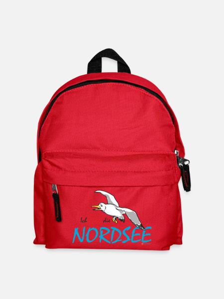 Möwe, Ich liebe die Nordsee - Kinder Rucksack - Rot