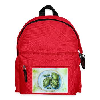 Raviolis verts éclatants : Art culinaire aquarelle - Sac à dos Enfant - rouge - Devant