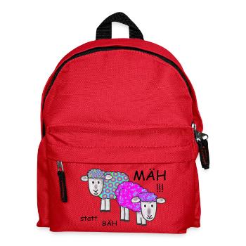 Vintage Schafe - MÄH statt BÄH - Kinder Rucksack - Rot - Vorne