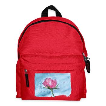 Watercolor Rose on Sky Blue - Kids' Backpack - red - Front