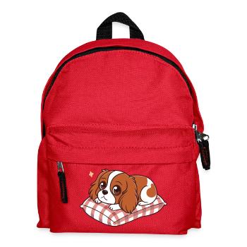Chien dormeur sur coussin à carreaux - Sac à dos Enfant - rouge - Devant