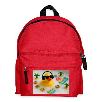 Rubber duck in the bathroom with headphones - Kids' Backpack - red - Front