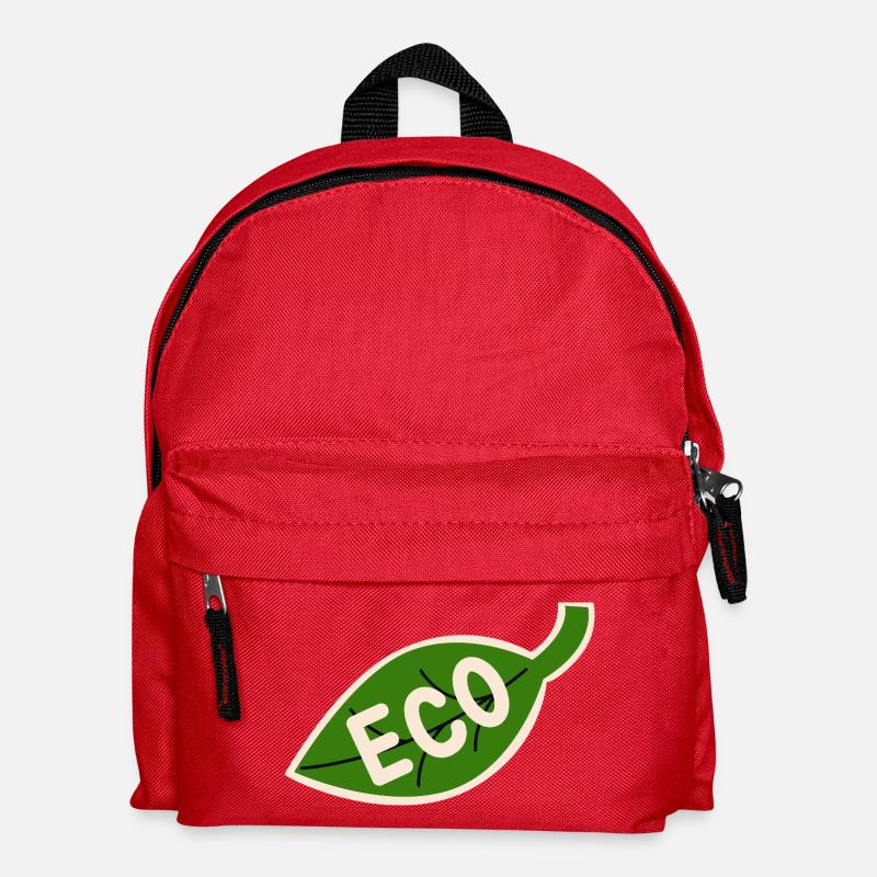 Öko-Blatt-Emblem – Minimalismus - Kinder Rucksack - Rot