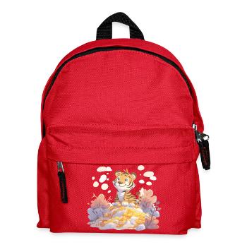 Tiger cub on gold treasure in autumn forest - Kids' Backpack - red - Front