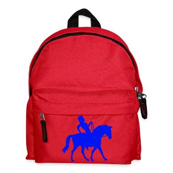 Pferd Mann Schnell Reiten Silhouette Reiter Junge - Kinder Rucksack - Rot - Vorne