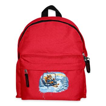 Funny squirrel in the ski lift – winter fun motif - Kids' Backpack - red - Front