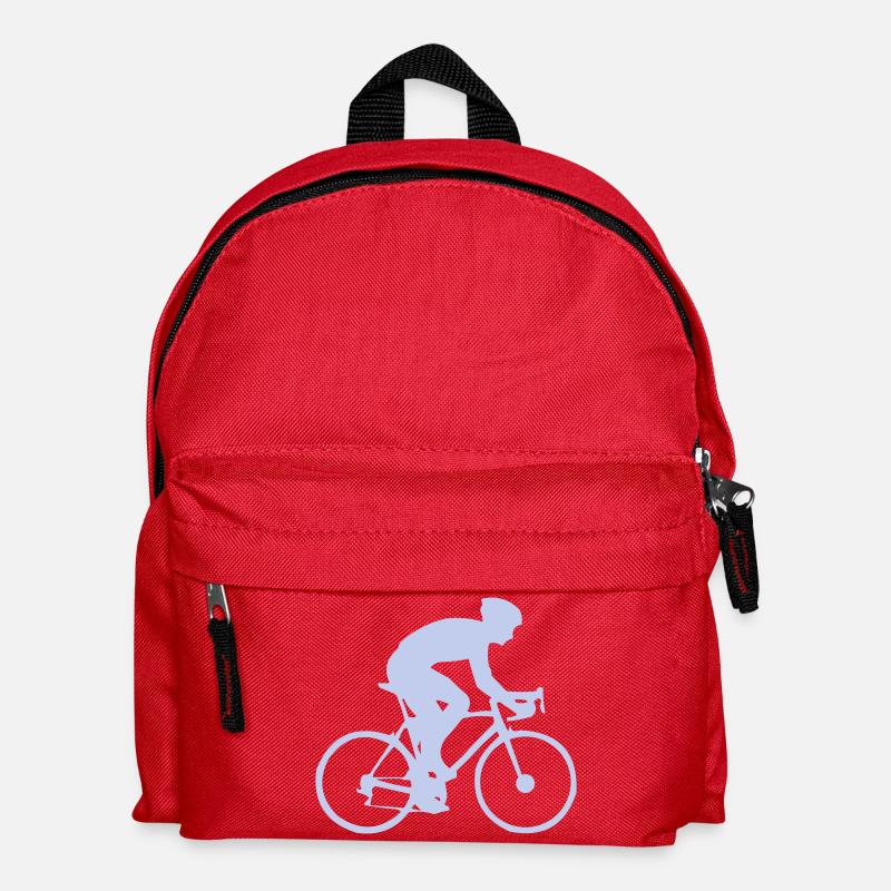 Radfahrer Silhouette in Pastellblau - Kinder Rucksack - Rot