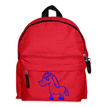 Pferd Süß Pony Fohlen Pferdemädchen Niedlich Comic - Kinder Rucksack - Rot - Vorne