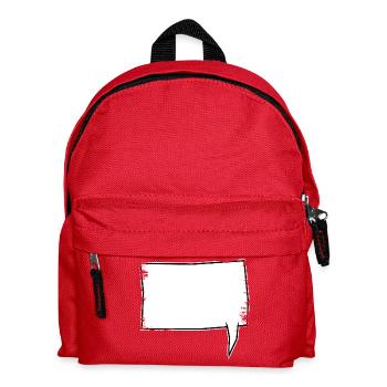 Eckige Sprechblase rechts in Weiß used look - Kinder Rucksack - Rot - Vorne