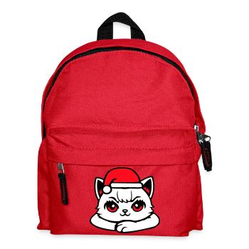 Katze Selbstbewusst Weihnachtsmütze Süß Kätzchen - Kinder Rucksack - Rot - Vorne