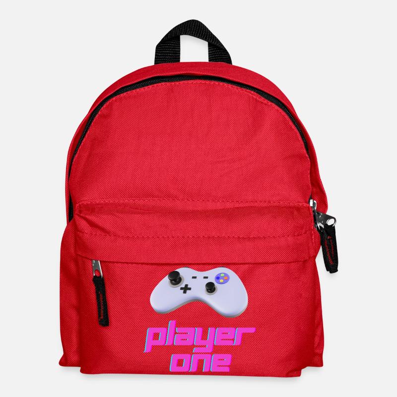 Neon Retro Controller Player One - Kids' Backpack - red