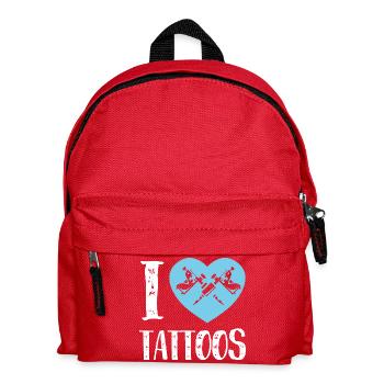J’adore le design de l’artiste à l’encre de cœur bleu des tatouages - Sac à dos Enfant - rouge - Devant