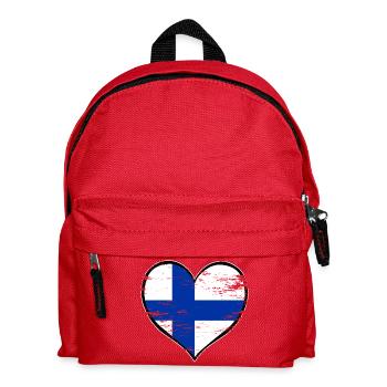 Finland heart flag used - Kids' Backpack - red - Front