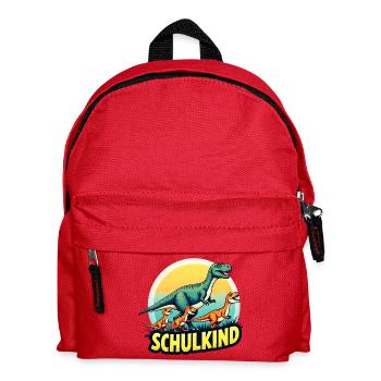 SCHULKIND Dinosaurier T Rex Shirt Dino Einschulung - Kinder Rucksack - Rot - Vorne