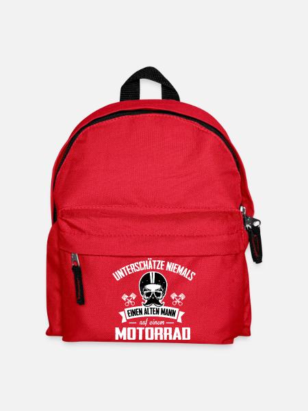 Alter Mann auf Motorrad Biker Opa T-Shirt - Kinder Rucksack - Rot
