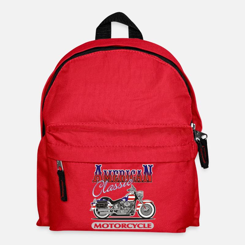 Classic American Motorcycle - Kids' Backpack - red