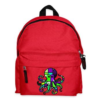 Krake - Kinder Rucksack - Rot - Vorne