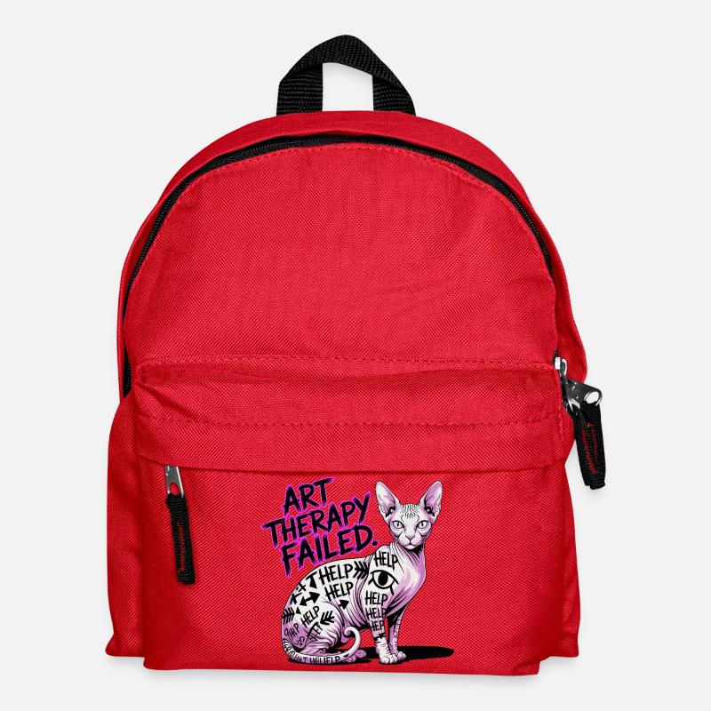 Cat Art Therapy Fail - Kids' Backpack - red