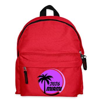 Miami  Palmen Neon Logo - Kinder Rucksack - Rot - Vorne