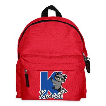 Kassel Waschbär klettert am Buchstaben K - Kinder Rucksack - Rot - Vorne