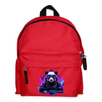 Panda Cyberpunk Gaming Neon - Kinder Rucksack - Rot - Vorne