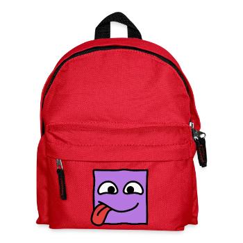 Drôle Carré Emoji Émoticône Kawaii Visage Expression - Sac à dos Enfant - rouge - Devant