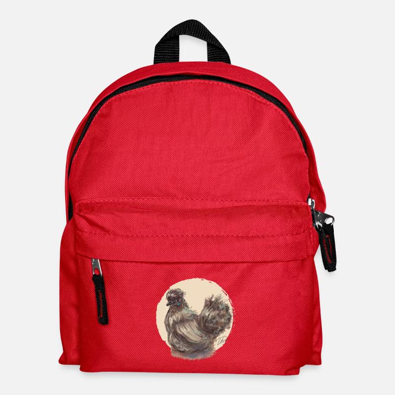 Brown silk hen - Kids' Backpack - red