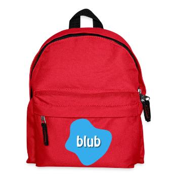Text "blub" auf blauem Fleck, Klecks - Kinder Rucksack - Rot - Vorne