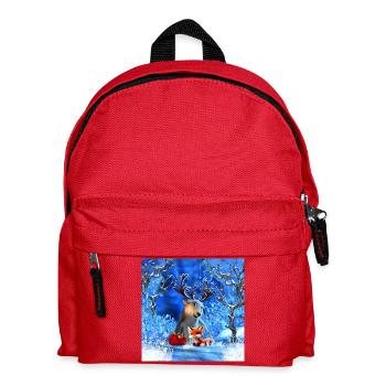 Little reindeer and cute fox wish you a merry chri - Kids' Backpack - red - Front