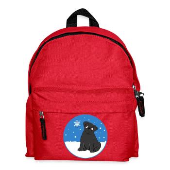 Black Pug in the Snow - Kids' Backpack - red - Front