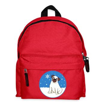 Pug in the snow - Kids' Backpack - red - Front