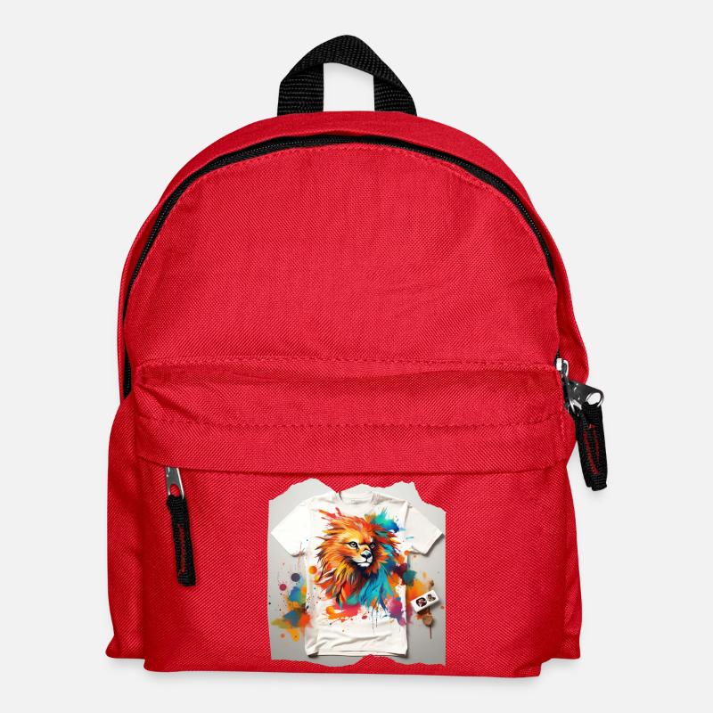 Painted lion - Kids' Backpack - red