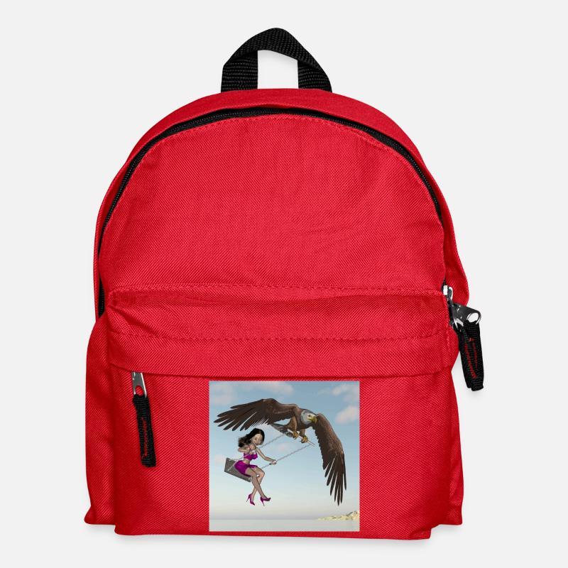 Swinging in the sky. - Kids' Backpack - red