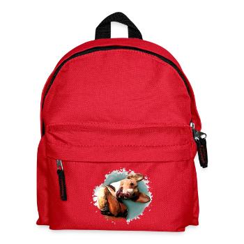 Funny Dog Hunting Dog Khaki - Watercolor Design - Kids' Backpack - red - Front