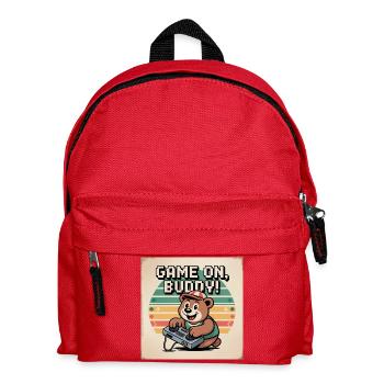 Süßer Teddybär Spieler auf T-Shirt - Kinder Rucksack - Rot - Vorne
