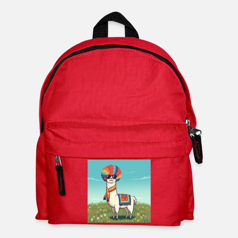 Funky Regenbogen Lama - Kinder Rucksack - Rot