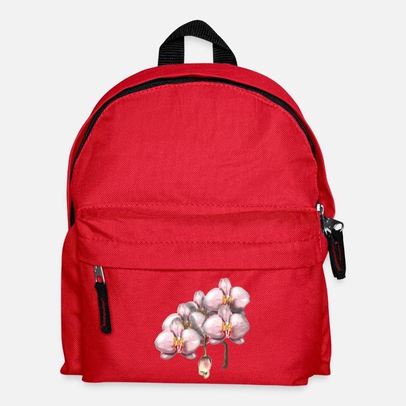Rosa Orchideenblüten Illustration - Kinder Rucksack - Rot