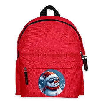 Un bonhomme de neige sympa avec des lunettes de soleil dans la neige - Sac à dos Enfant - rouge - Devant